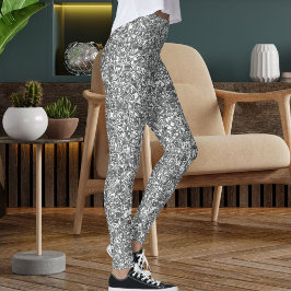 Modernes Niedliches Silber Sparkle Glitzer Textur  Leggings