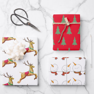 Modernes Niedliches Weihnachtswrapping Paper Flat  Geschenkpapier Set