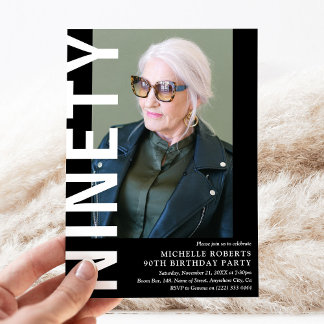 Modernes NINETY Foto 90. Geburtstagsparty Einladun Einladung