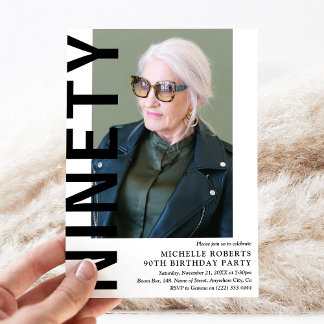 Modernes NINETY Foto 90. Geburtstagsparty Einladun Einladung
