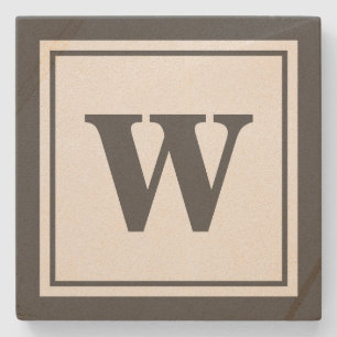 Modernes nobles Monogramm Steinuntersetzer