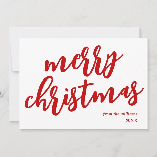 Modernes Non-Foto Rote Schrift Frohe Weihnachten (Vorderseite)
