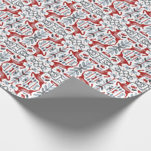 Modernes Nordic Style Red & Gray Weihnachten Geschenkpapier