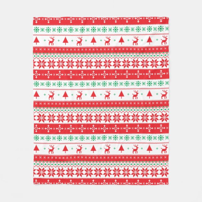 Modernes Nordic Winter Weihnachtsfest Muster Fleecedecke (Vorderseite)