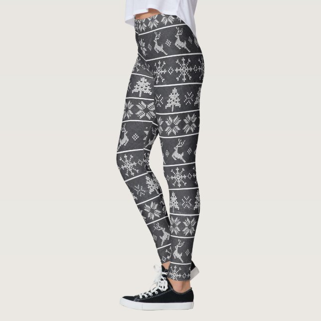 Modernes Nordisches Strick Ugly Sweater Chalkboard Leggings (Links)