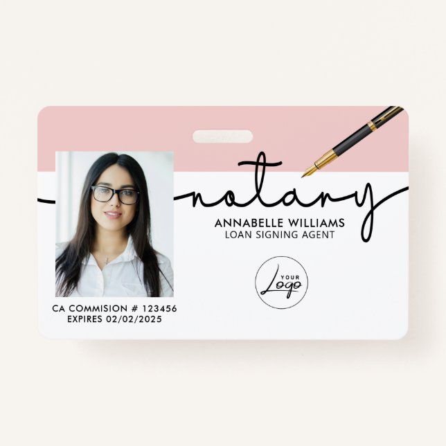 Modernes Notar Signing Agent Foto Ausweis (Vorderseite)
