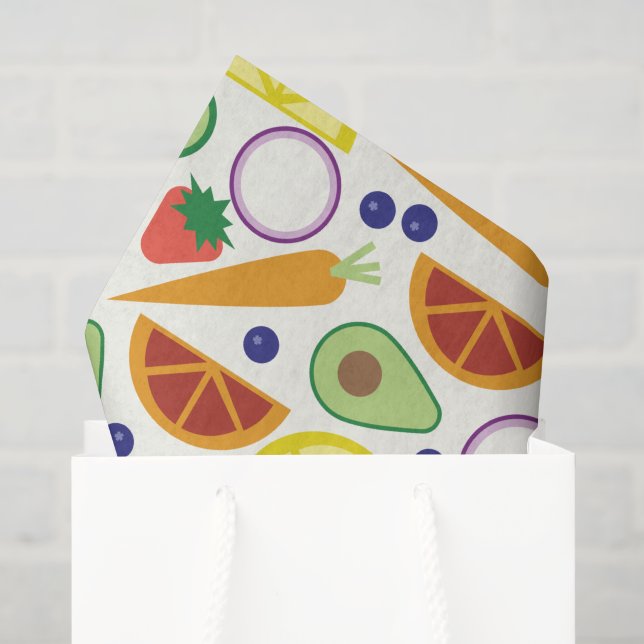Modernes Obst- und Gemüsemuster Seidenpapier (Geschenktüte)