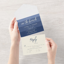 Modernes Ocean Blue Wave Stripes Beach Hochzeitsse