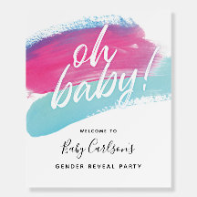 Modernes Oh Baby Gender Reveal Begrüßungszeichen