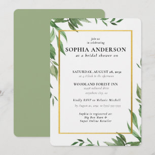 Modernes Olive Branch Brautparty Einladung