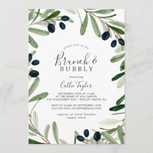 Modernes Olive Branch Brunch & Bubbly Brautparty Einladung