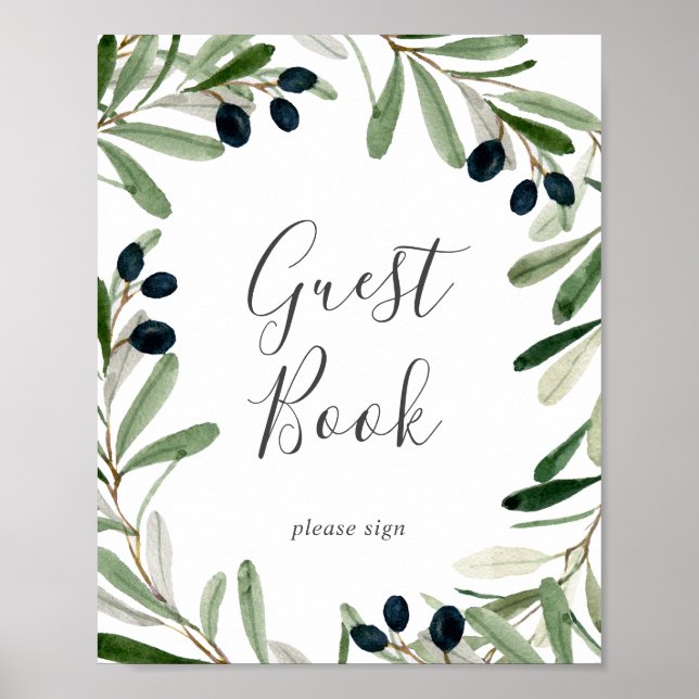 Modernes Olive Branch Gästebuch (Vorne)