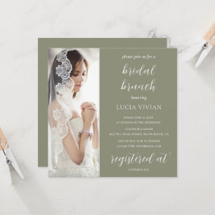 Modernes Olive Green Foto Brautparty Brunch Einladung