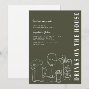 Modernes Olive Green Housewarming-Party Einladung