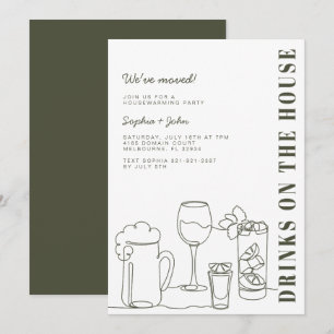 Modernes Olive Green Housewarming-Party Einladung