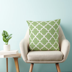Modernes Olive Green marokkanisches Quatrefolienmu Kissen