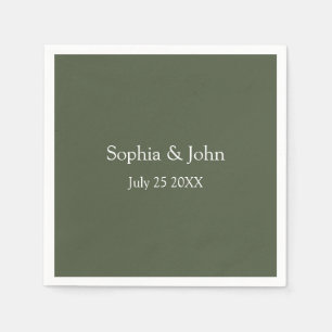 Modernes Olive Grüne Hochzeitspapier Napkin Serviette