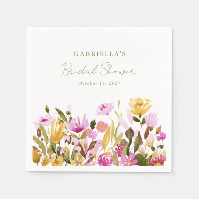 Modernes Olive Rosa Brautparty Serviette (Vorderseite)