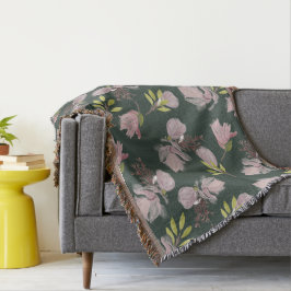 Modernes, olivgrün behagliches Blumenmuster stilvo Decke