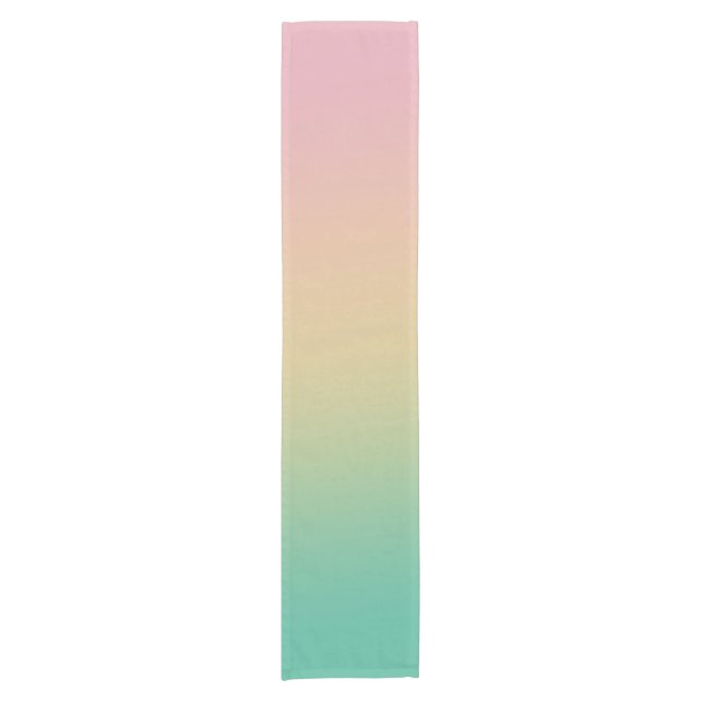 Modernes Ombre Gradient Aquamarin Peach Pink Kurzer Tischläufer (Vorderseite)
