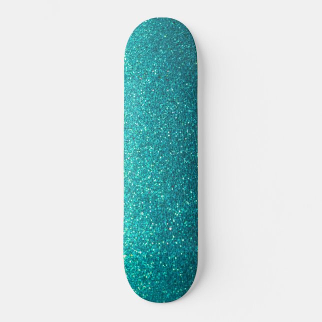 Modernes Ombre Türkis Schwarzer Glitzer Einfache S Skateboard (Vorderseite)