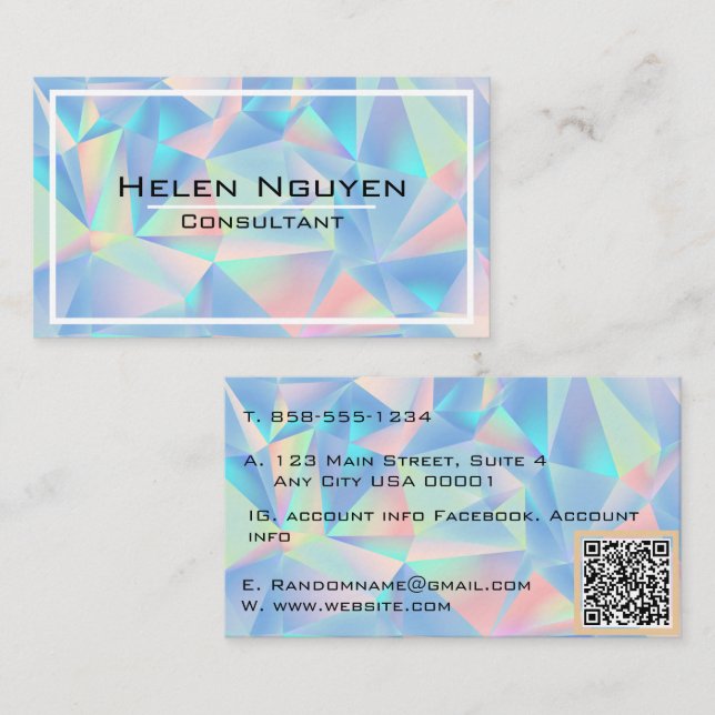 Modernes Opal Stone Simulated Hologramm Visitenkarte (Vorne/Hinten)