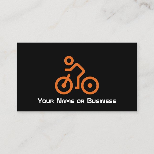 Modernes Orange Bike Symbol auf dem Black Bicyclis Visitenkarte (Vorderseite)
