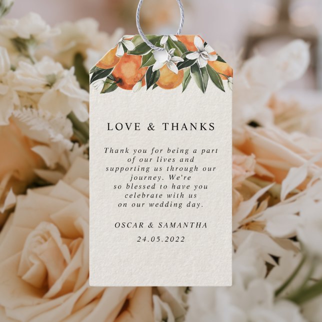 Modernes Orange & Blume Aquarell Geschenkanhänger (Von Creator hochgeladen)