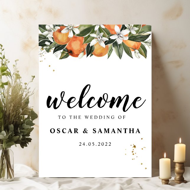 Modernes Orange & Blume Aquarell Poster (Von Creator hochgeladen)