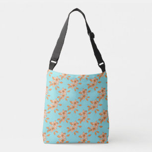 Modernes Orange Blume Muster Tragetaschen Mit Langen Trägern