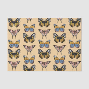 Modernes Orange Boho Butterfly Blumenmuster Seidenpapier