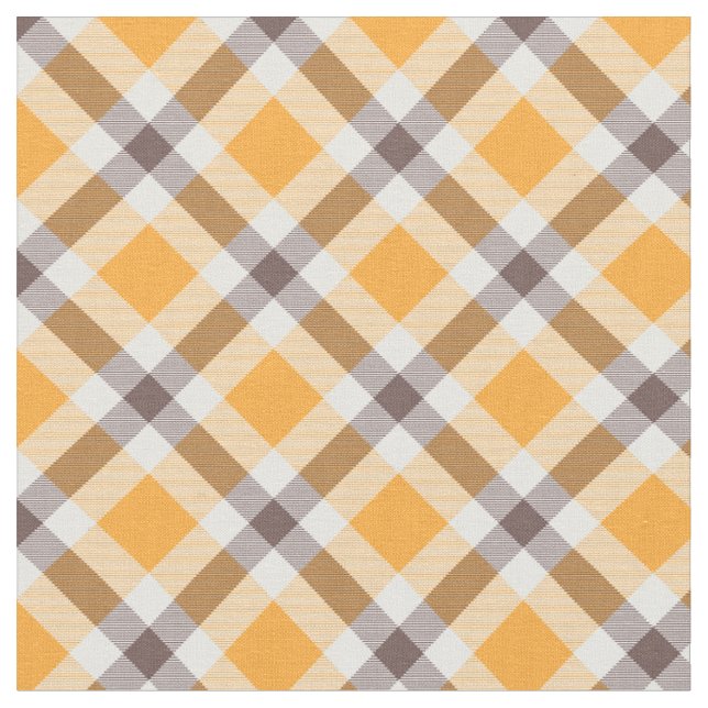 Modernes Orange Brown Kariertes Muster Stoff (Nahaufnahme)