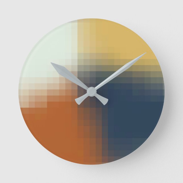 Modernes, orange-gelbes Muster Runde Wanduhr (Vorderseite)