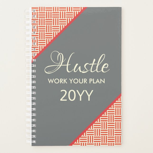 Modernes Orange Gray Geometric Hustle 2019 Planer (Vorderseite)