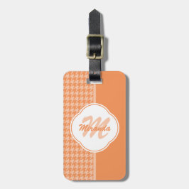 Modernes orange Hahnentrittmuster-Monogramm und Gepäckanhänger