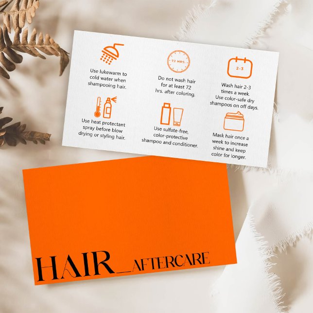 Modernes Orange kümmert sich um Ihre Haarkarte Rabattkarte (Von Creator hochgeladen)