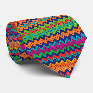 Modernes Orange Lila Blue Green Zickzack Patches Krawatte