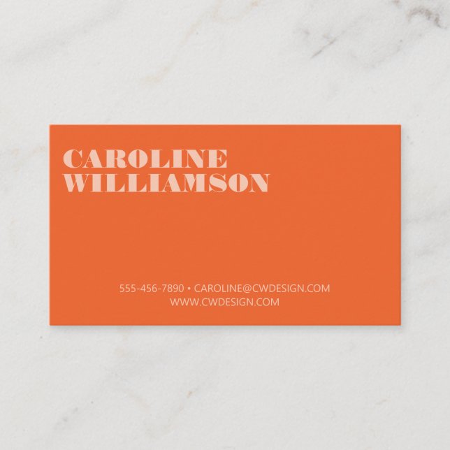Modernes Orange-Logo mit Minimalistischem Fett-Nam Visitenkarte (Vorderseite)