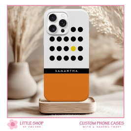 Modernes Orange Polka Dot Color Block Monogramm Case-Mate iPhone Hülle