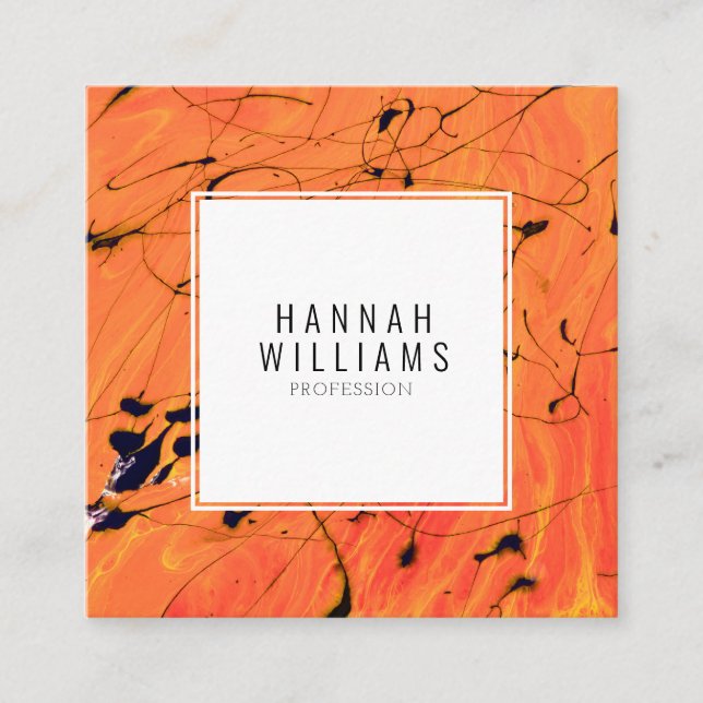 Modernes Orange QR Code Terracotta Paint Pattern Quadratische Visitenkarte (Vorderseite)