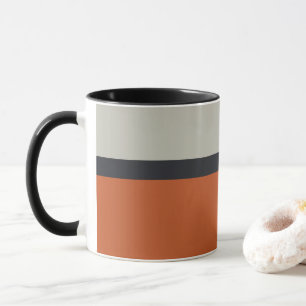Modernes Orange Red Silver Gray Strip Muster Tasse