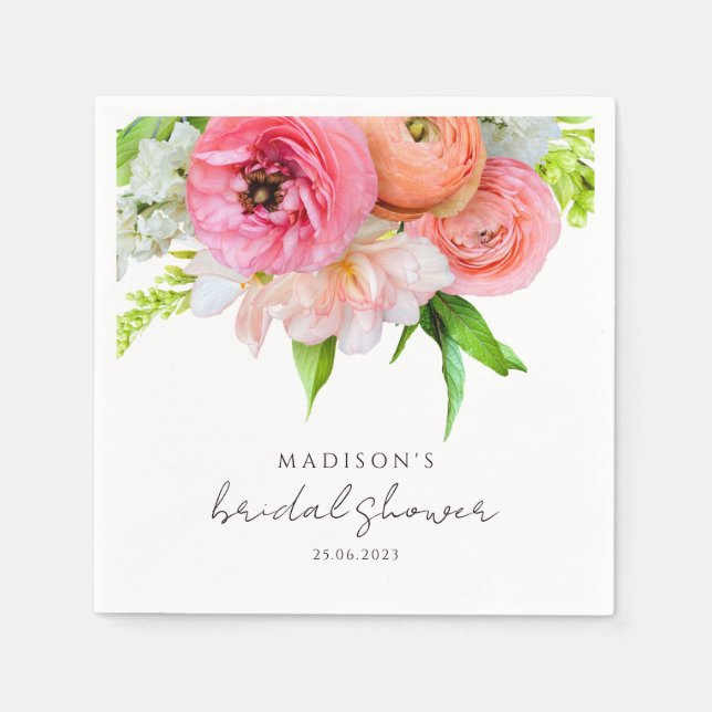Modernes Orange Rosa Brautparty Serviette (Vorderseite)