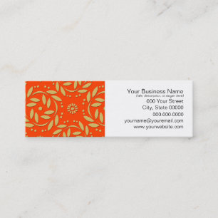Modernes Orange- und Gold-Floral-Muster Mini Visitenkarte