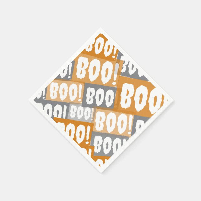 Modernes Orange- und Grauboo-Muster Halloween Serviette (Ecke)