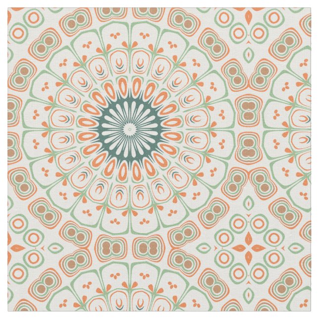 Modernes Orange- und Green-Mandala-Muster Stoff (Nahaufnahme)