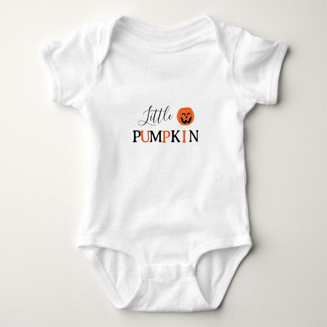 Modernes Orange und Schwarzes Kürbis Halloween Baby Strampler (Vorderseite)