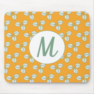 Modernes Orange- und Weißleaf-Muster Mousepad