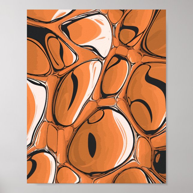 Modernes, orangefarbenes Abstraktes Design Poster (Vorne)