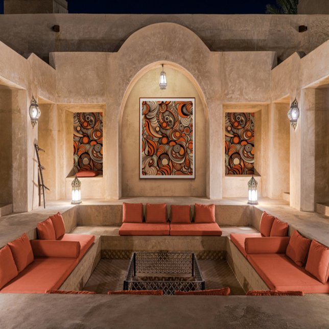 Modernes, orangefarbenes Abstraktes Muster Poster (Von Creator hochgeladen)