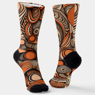 Modernes, orangefarbenes Abstraktes Muster Socken